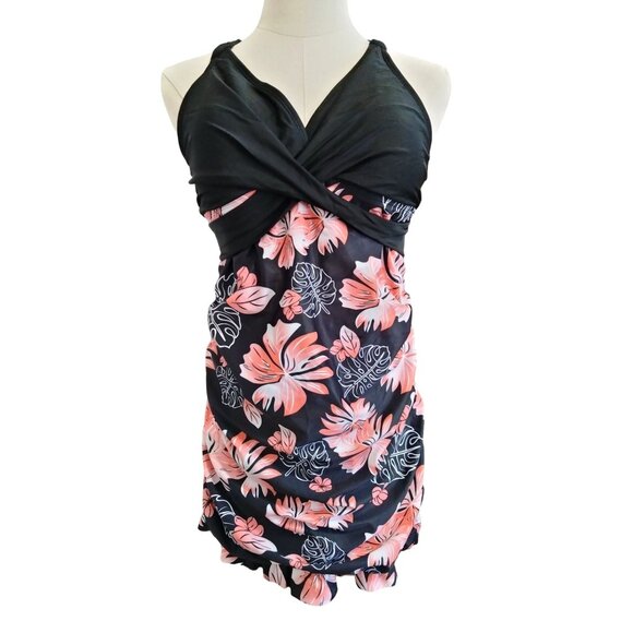 Aleumdr 2-Piece Retro Twist Front Tankini Swimdress Bikini Bottom Set Size Large - Picture 2 of 11